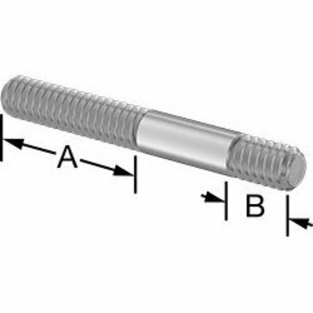 BSC PREFERRED 18-8 Stainless Steel Threaded on Both Ends Stud 1/4-20 Thread Size 1 and 3/8 Thread len 2 Long 92997A308